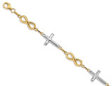 14K Yellow and White Gold Infinity Cross Bracelet (7.25 Inches)